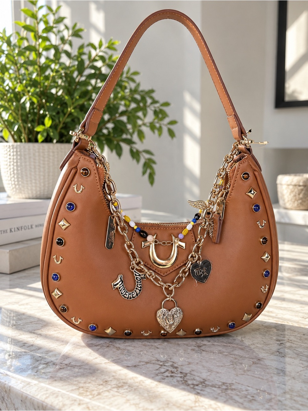 🤎 True Religion Embellished Hobo Shoulder Bag